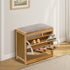 Oikiture Shoe Storage Bench Bamboo Organiser Shelf with Seat 50cm