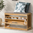 Oikiture Shoe Storage Bench Bamboo Organiser Shelf with Seat 70cm