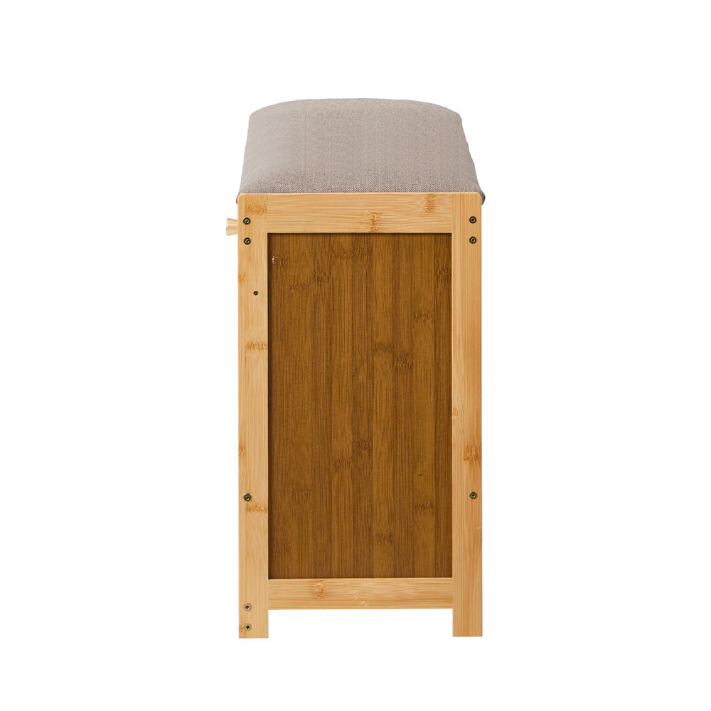 Oikiture Shoe Storage Bench Bamboo Organiser Shelf with Seat 70cm