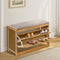 Oikiture Shoe Storage Bench Bamboo Organiser Shelf with Seat 70cm