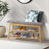 Oikiture Rattan Shoe Storage Bench – Bamboo 2‑Tier Rack with Hidden Seat Storage
