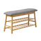 Oikiture Rattan Shoe Storage Bench – Bamboo 2‑Tier Rack with Hidden Seat Storage