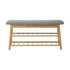Oikiture Rattan Shoe Storage Bench – Bamboo 2‑Tier Rack with Hidden Seat Storage