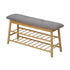 Oikiture Rattan Shoe Storage Bench – Bamboo 2‑Tier Rack with Hidden Seat Storage