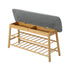 Oikiture Rattan Shoe Storage Bench – Bamboo 2‑Tier Rack with Hidden Seat Storage