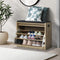 Oikiture Shoe Storage Bench Wooden PU Leather Seat 15 Pair Cabinet 60cm