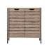 Oikiture Shoes Storage Cabinet 2 Slatted Doors 4 Shelves Brown