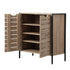 Oikiture Shoes Storage Cabinet 2 Slatted Doors 4 Shelves Brown
