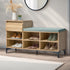 Oikiture Shoe Cabinet Bench Storage Drawer 6 Shelves Polyester Seat