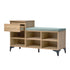 Oikiture Shoe Cabinet Bench Storage Drawer 6 Shelves Polyester Seat