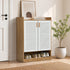 2‑Door Shoe Cabinet – Slatted Doors, Adjustable Shelves, Natural & White