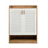 2‑Door Shoe Cabinet – Slatted Doors, Adjustable Shelves, Natural & White