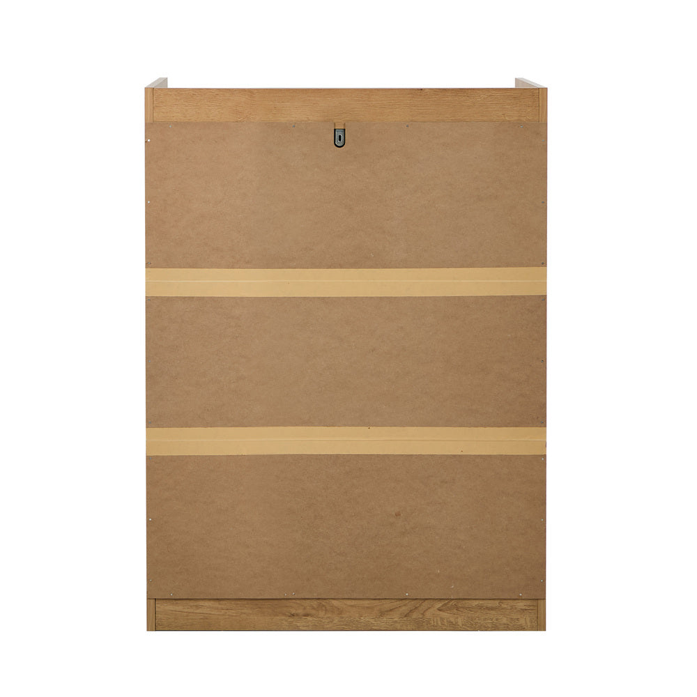 2‑Door Shoe Cabinet – Slatted Doors, Adjustable Shelves, Natural & White