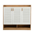 3‑Door Shoe Cabinet – Slatted Doors, Adjustable Shelves, Natural & White