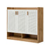 3‑Door Shoe Cabinet – Slatted Doors, Adjustable Shelves, Natural & White