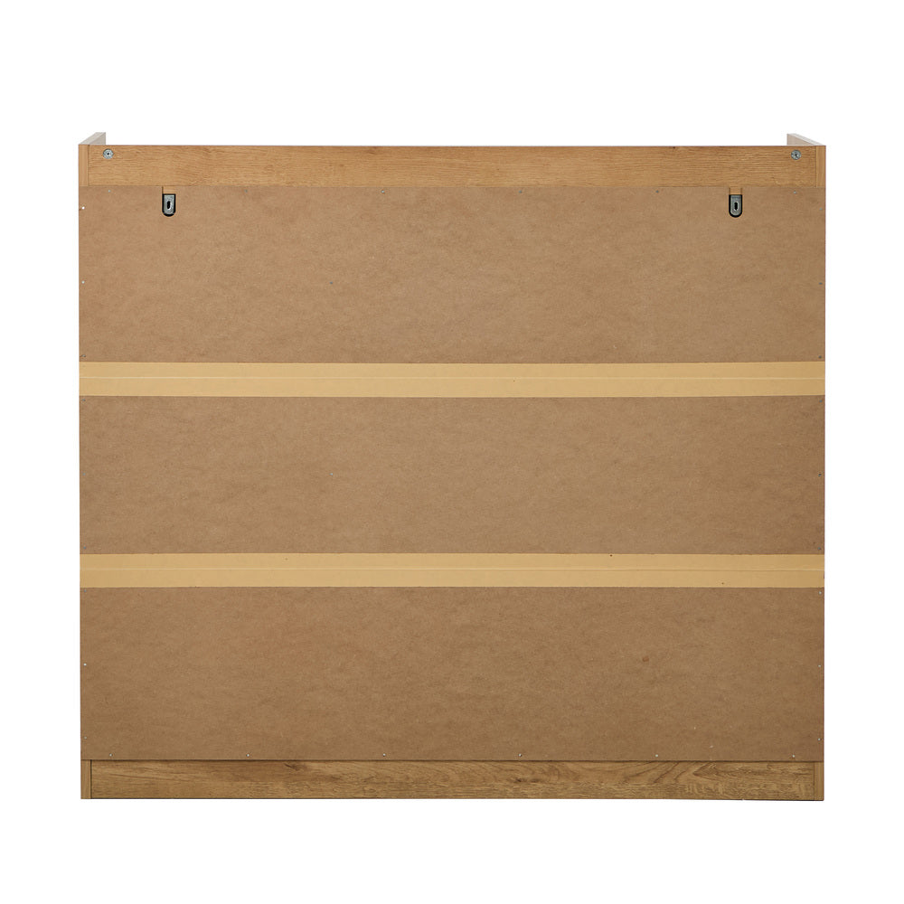 3‑Door Shoe Cabinet – Slatted Doors, Adjustable Shelves, Natural & White