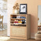 Oikiture 2 Door Shoe Cabinet Rattan Storage Cabinet Holds Up to 30 Pairs