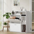 Shoe Cabinet Storage 2 Doors with Display Shelves White