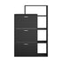 Shoe Cabinet Storage 3 Doors with Display Shelves Black