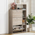 Shoe Cabinet Storage 3 Doors with Display Shelves Wooden