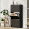 Oikiture Shoe Rack Cabinet Black 3 Compartment Storage Organizer Furniture
