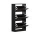 Oikiture Shoe Rack Storage Cabinet 3 Compartments Black