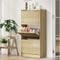 Oikiture Shoe Rack Cabinet Natural 3 Compartment Storage Organizer Furniture