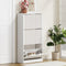 Oikiture Shoe Rack Cabinet White 3 Compartment Storage Organizer Furniture