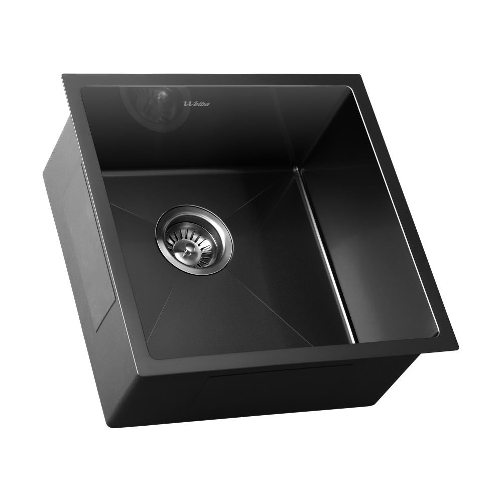 44X44CM Stainless Steel Sink Single Bowl with Waste Black