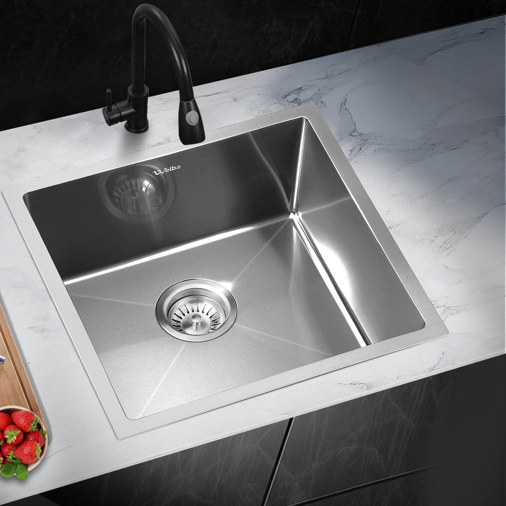 Kitchen Sink 44X44CM Stainless Steel Single Bowl Basin With Waste Silver