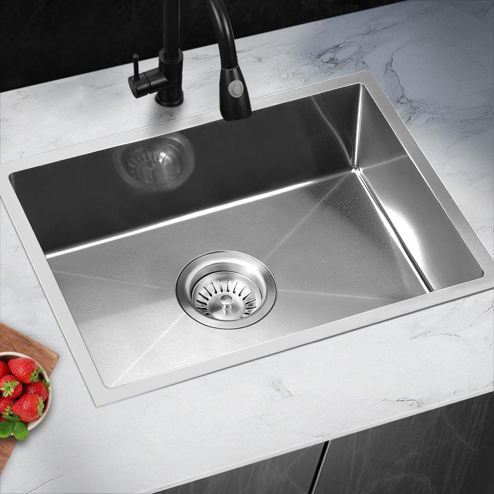 45X30CM Stainless Steel Sink Single Bowl with Waste Silver