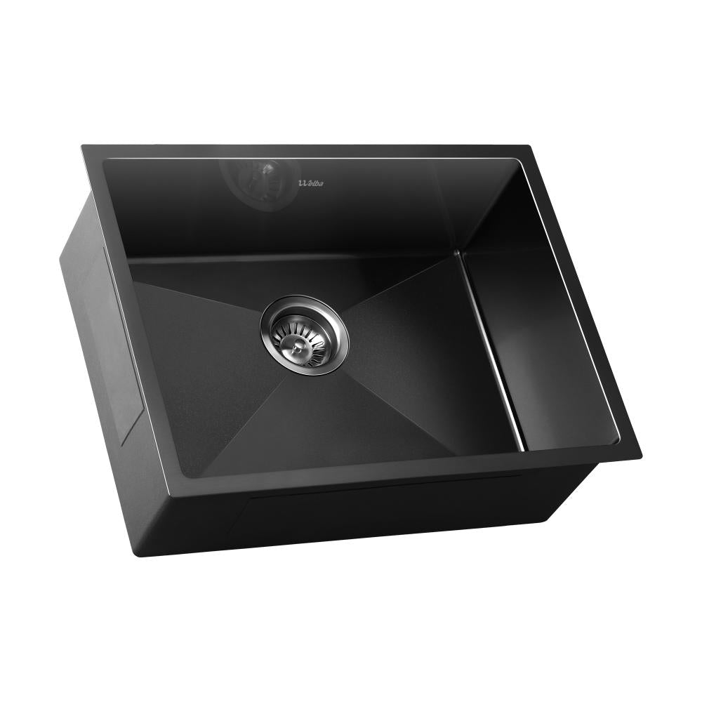 58X44CM Stainless Steel Sink Single Bowl with Waste Black