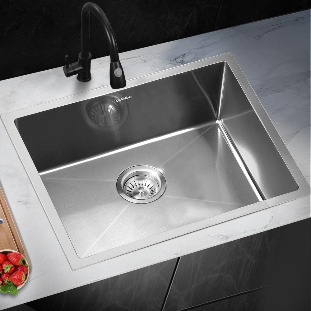 458X44CM Stainless Steel Sink Single Bowl with Waste Silver