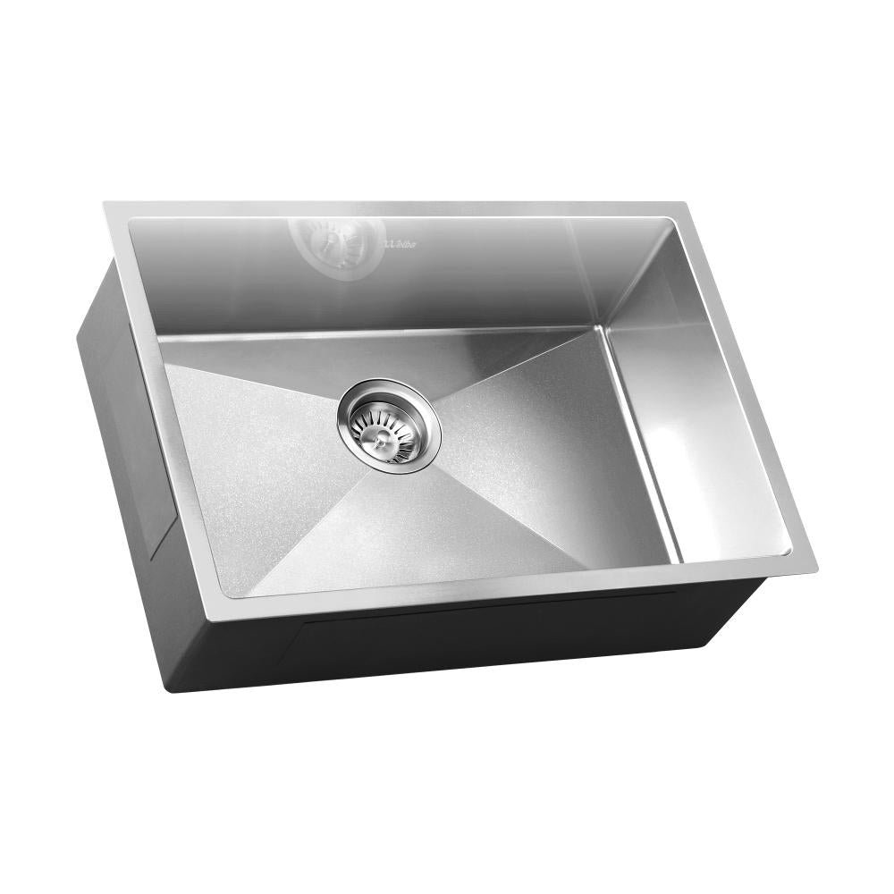 60X45CM Stainless Steel Sink Single Bowl with Waste Silver