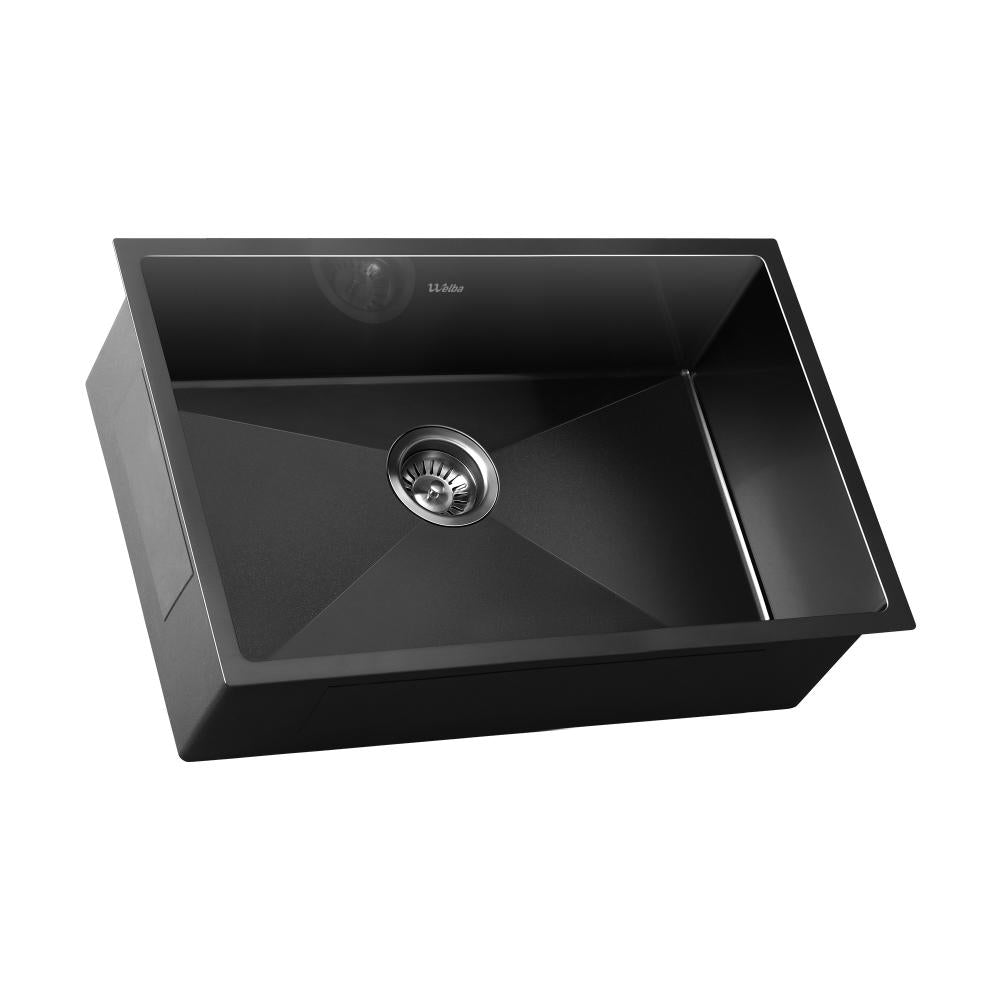 70X45CM Stainless Steel Sink Single Bowl with Waste Black