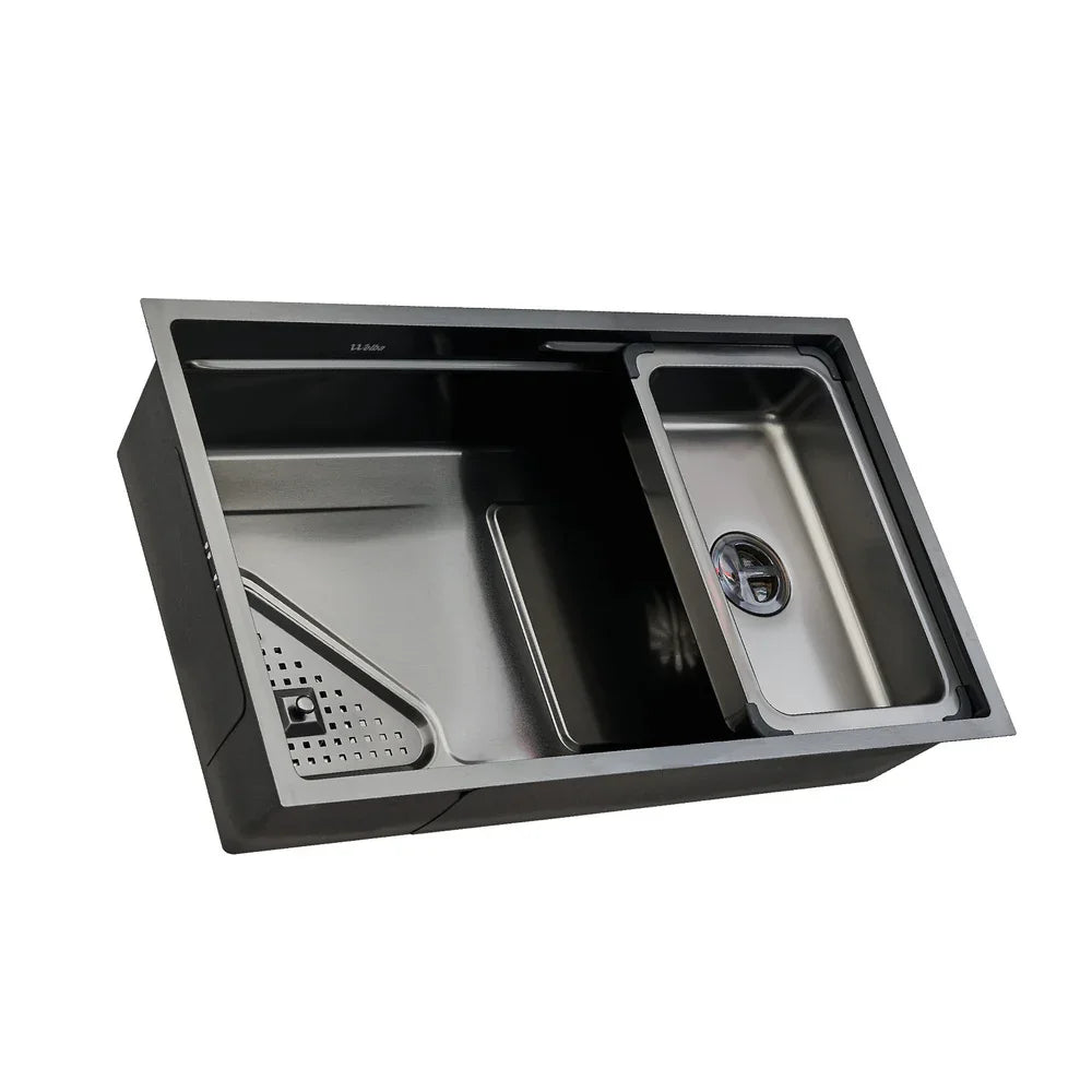 Kitchen Sink 75X45CM Stainless Steel Single Bowl Waste Black
