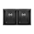 Kitchen Sink Stainless Steel Basin Double Flush Mount Black