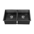Kitchen Sink Stainless Steel Basin Double Flush Mount Black