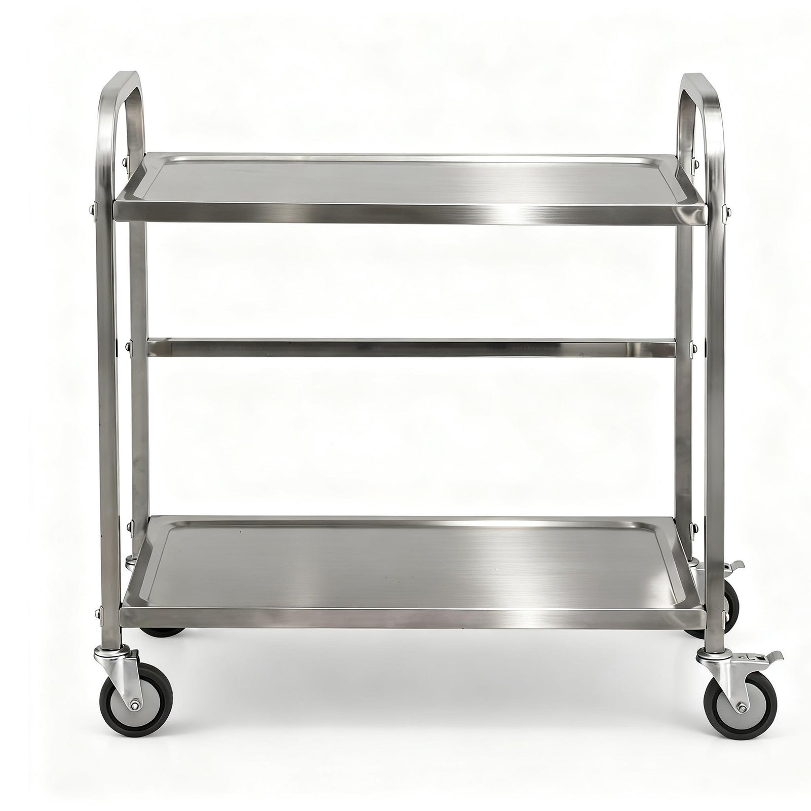 2-Tier Stainless Steel Kitchen Trolley with Wheels 84x56x98cm