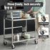 2-Tier Stainless Steel Kitchen Trolley with Wheels 84x56x98cm