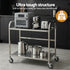 2-Tier Stainless Steel Kitchen Trolley with Wheels 84x56x98cm