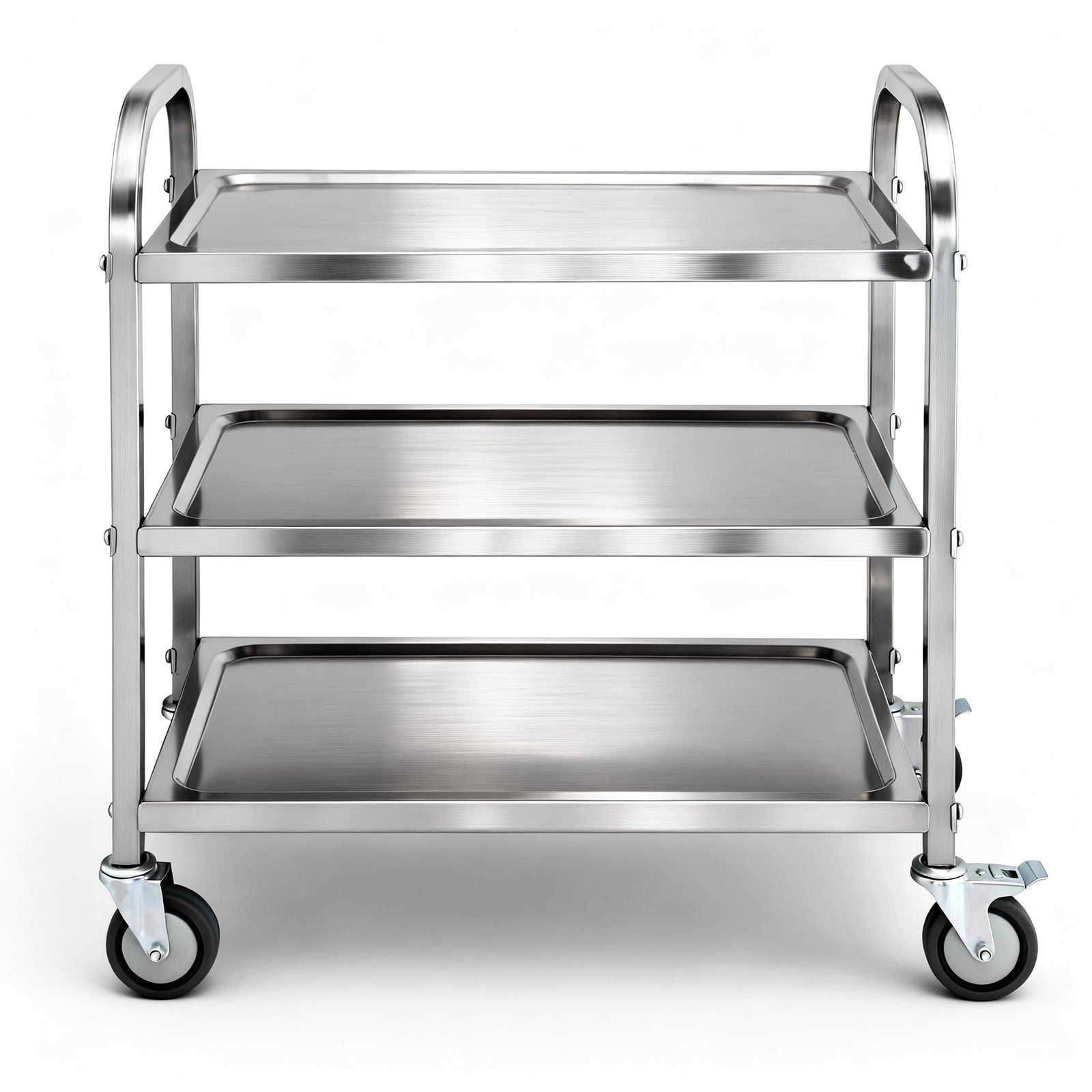 3-Tier Stainless Steel Kitchen Trolley with Wheels 89X50X83cm