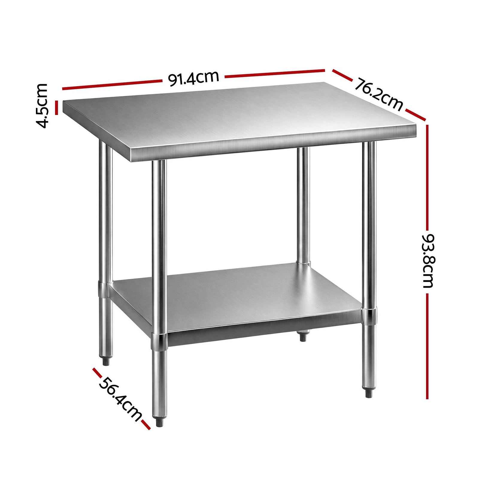 Cefito 914x762mm Stainless Steel Kitchen Bench 430