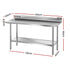Cefito Stainless Steel  Kitchen  Bench w/ Splashback 1500x600MM 430