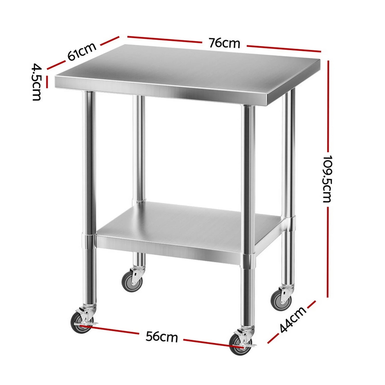 Stainless Steel Kitchen Bench w/ Splashback 760x610MM 430