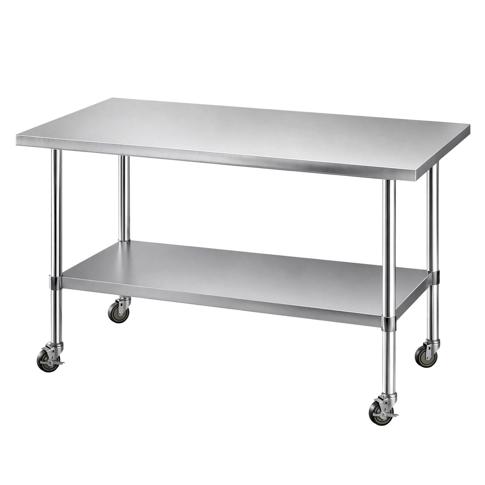Cefito 1524x762mm Stainless Steel Kitchen Bench w/ Splashback Work Table Prep Bench Commercial 430
