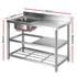 Cefito Stainless Steel Kitchen Bench Work Table with Sink Splashback 120cm