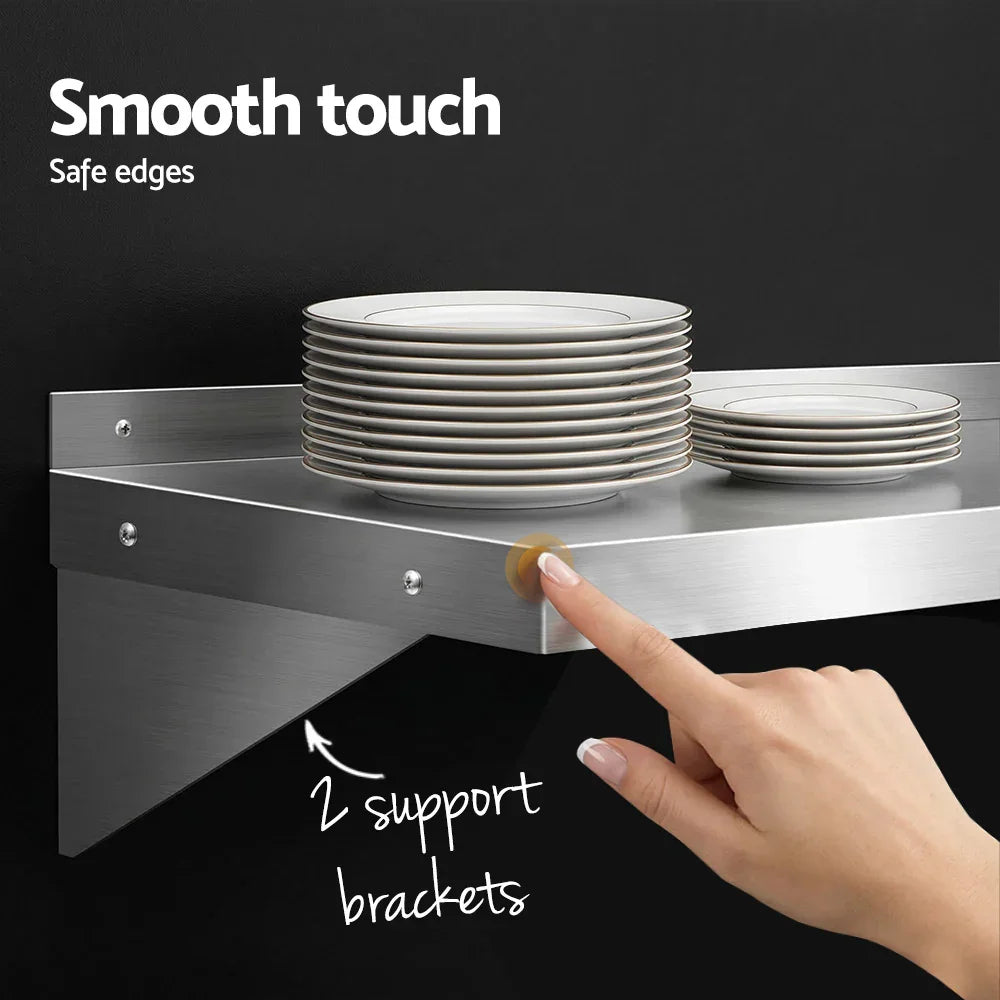 2PCS 1200mm Stainless Steel Kitchen Wall Shelf Mounted Rack