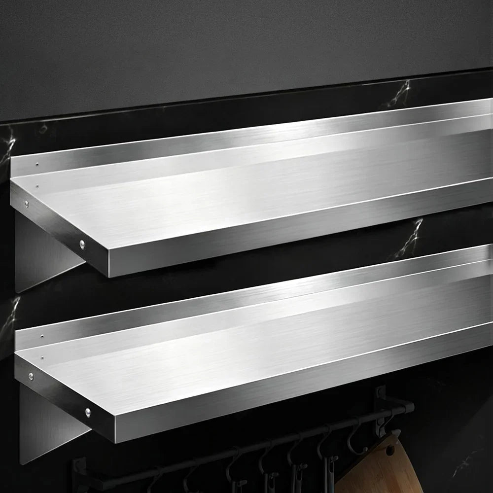 2PCS 1200mm Stainless Steel Kitchen Wall Shelf Mounted Rack