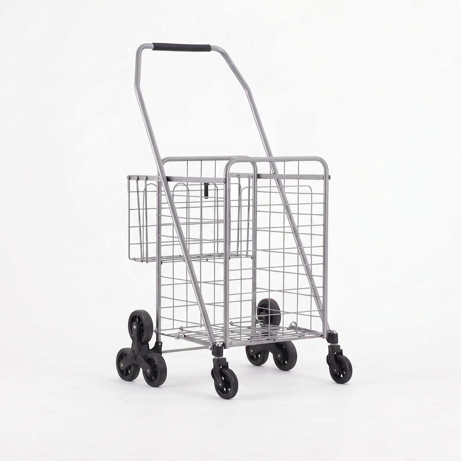 Folding Shopping Trolley – Aluminium Utility Cart 50kg, Silver